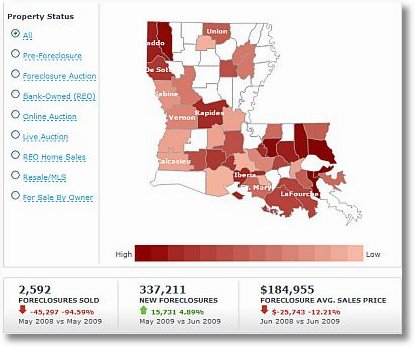 Louisiana Foreclosures by Realtytrac Q2