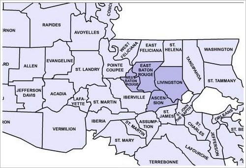Estate Appraisers Denham Springs Coverage Map
